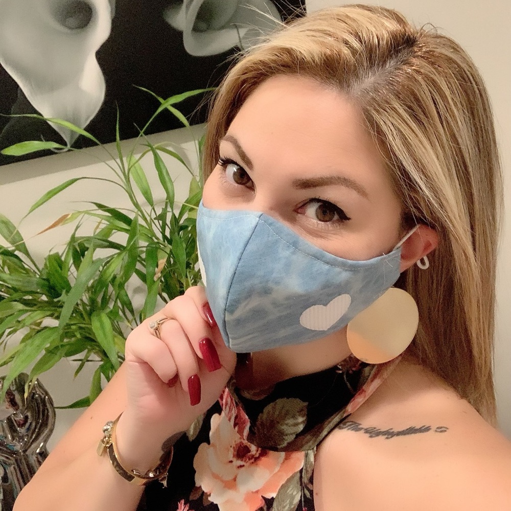 Unique piece of embroidered mask, double filter